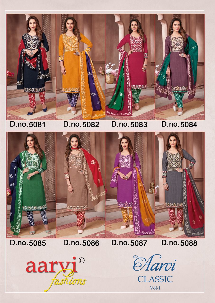 Aarvi Classic 1 Casual Daily Wear Cotton Printed Dress Material Collection